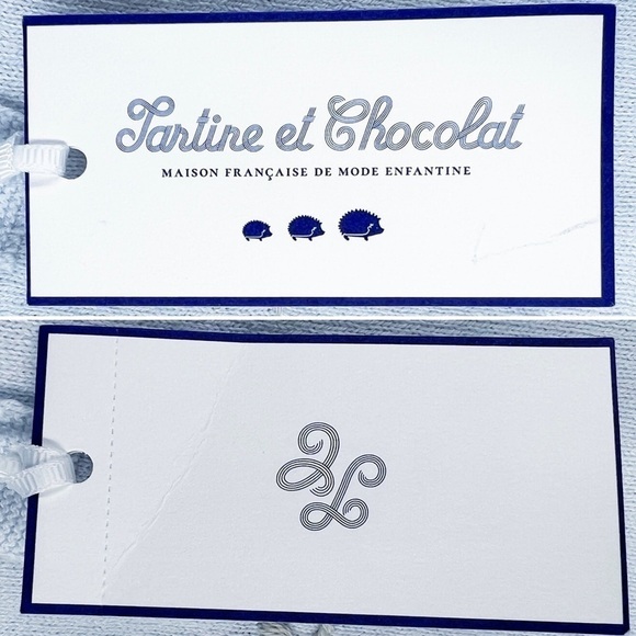 Tartine et Chocolat Baby Sweater 1 Month Newborn Cat Cotton Cashmere Blue NWT - Picture 3 of 8